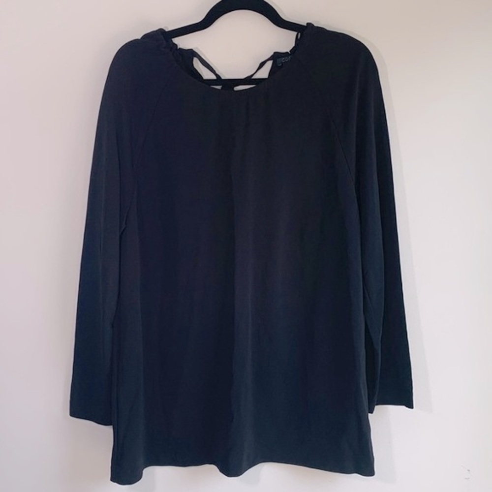 COS | Black Long Sleeve Blouse Round Neckline with Tie Back Size M